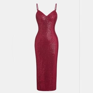 NWT Cupshe Women's Small Red Sequin Maxi Holiday Party Dress